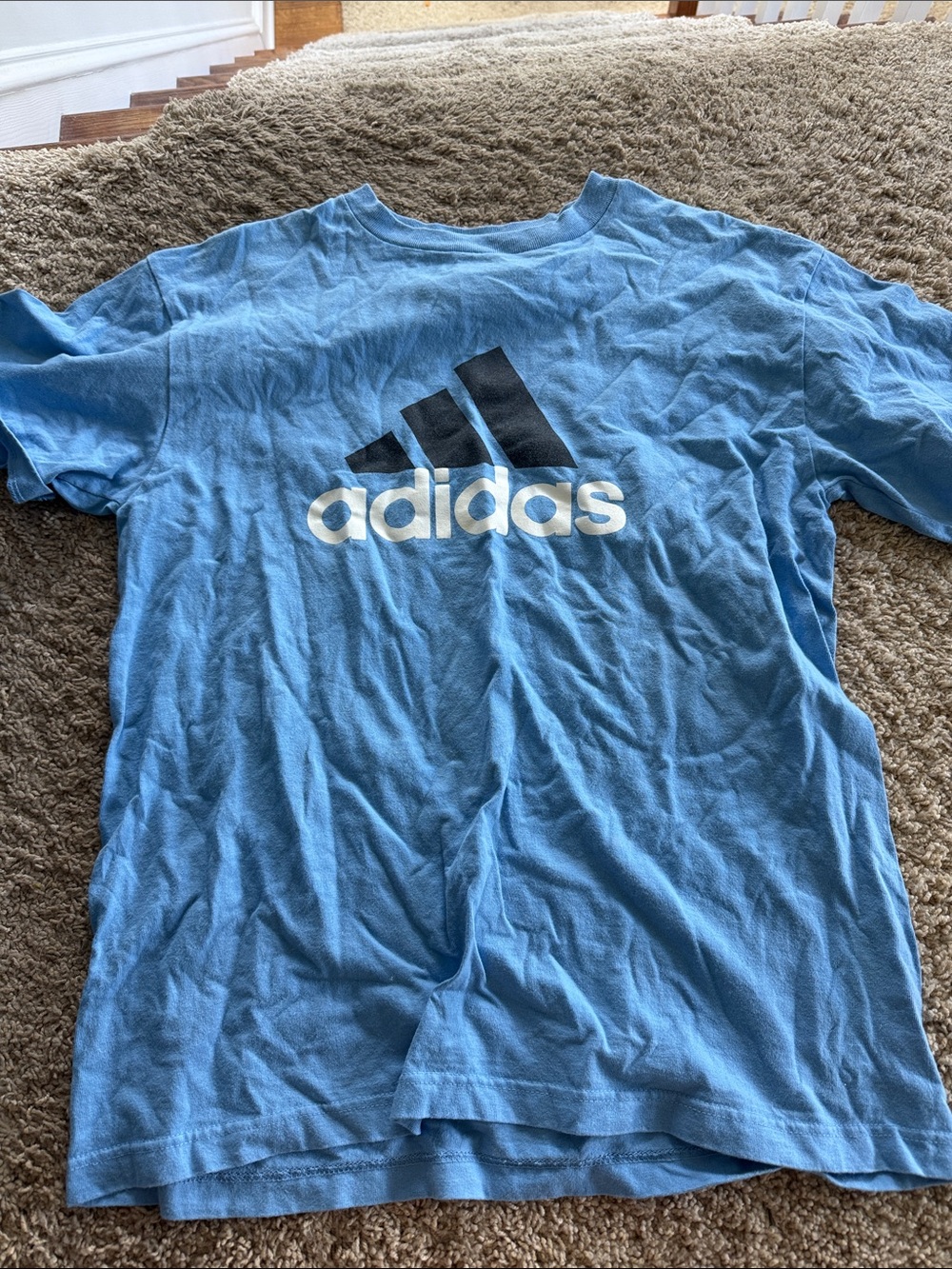 adidas Light Blue Logo Tee with Black & White Emblem